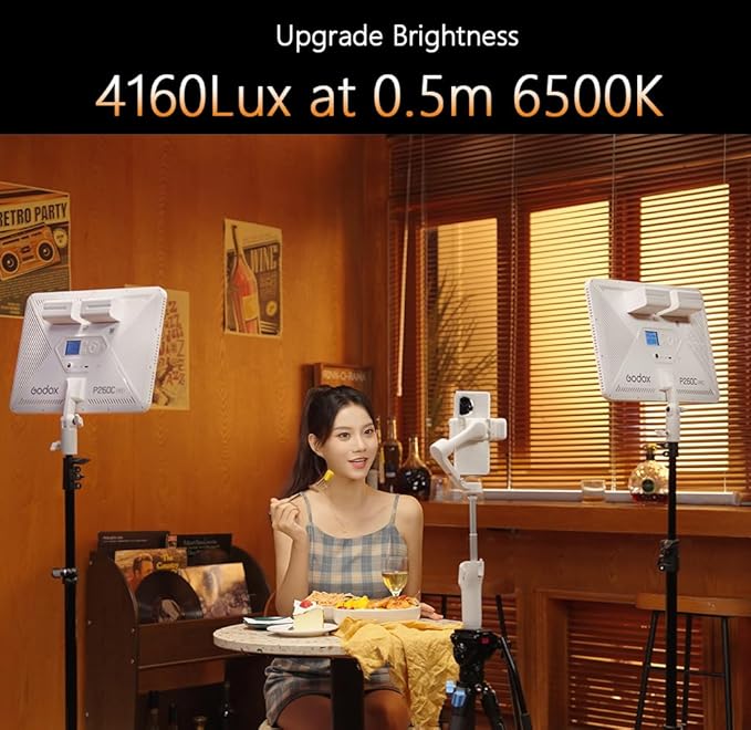 GODOX P260C Pro 45W LED Video Light Panel, Bi-Color 2800K-6500K, CRI 98+, TLCI 98+, APP Controlled Fill Lighting for Photography, Studio Video Recording, Vlog, Live Stream