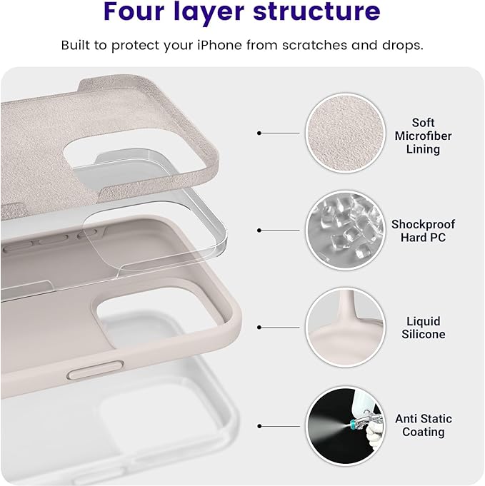 OTOFLY Compatible with iPhone 15 Pro Max Case,[Silky and Soft Touch Series] Premium Soft Liquid Silicone Rubber Full-Body Protective Bumper Case for iPhone 15 Pro Max (Stone)