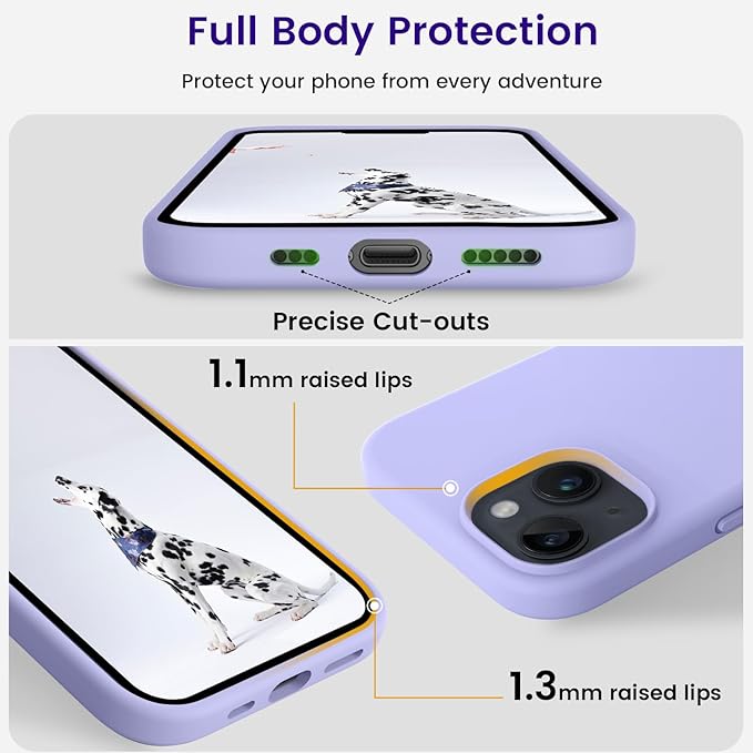 OTOFLY Compatible with iPhone 15 Case, Silicone Shockproof Slim Thin Phone Case for iPhone 15 (6.1 inch),(Light Purple)