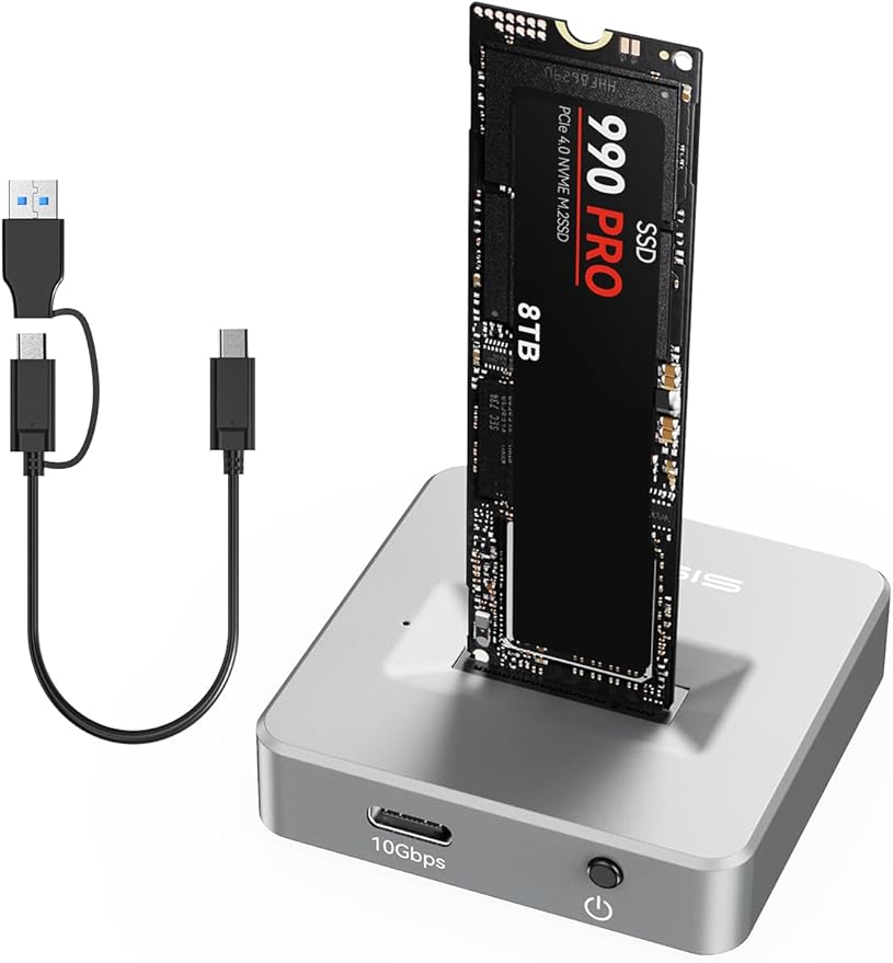 ACASIS NVME SSD Reader Adapter, Aluminium Alloy Housing Fast Heat Dissipation, NVME to USB Docking Station, M.2 SSD to USB Adapter 10Gbps, Support M.2 (M Key) NVMe SSD and (B+M Key) SATA-Based SSD