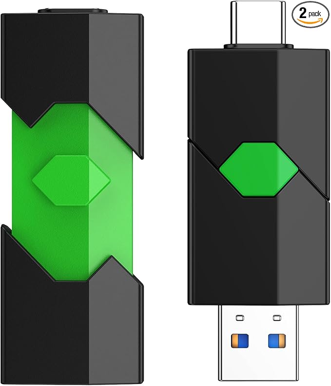 K&ZZ USB C Flash Drives 32GB 2 Pack Dual Flash Drive 2 in 1 USB 3.0 Thumb Drive Memory Stick Dustproof Sliding Housing USB Drive Photo Stick
