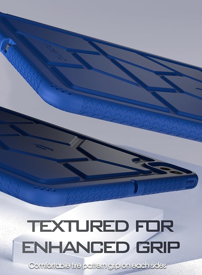 Poetic TurtleSkin Case for iPad Pro 13 Inch (M5) 2025 / (M4) 2024, Heavy Duty Shockproof Rugged Kids Friendly Drop Protection Silicone Cover Case, Navy Blue