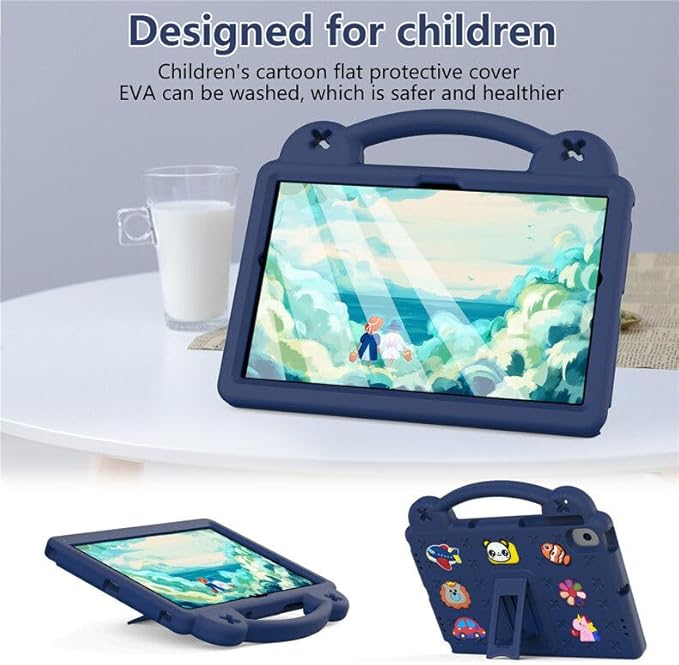 AKABEILA Compatible with Lenovo Tab M10 Plus(3rd Gen) 10.6 (2022)/Huawei MatePad Pro 10.8 (2019/2021)/SE 10.4(2023)/Samsung Tab A8 10.5 Tablet Case, Kids Case with Shoulder Strap - Navy Blue