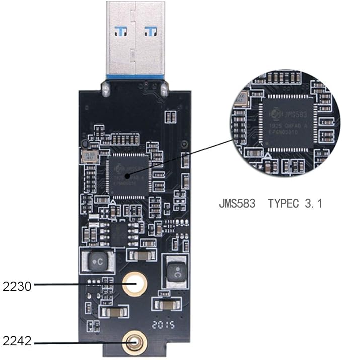 CY M.2 NVME SSD Enclosure Adapter USB 3.1 Gen2 10Gbp to NVME PCI-E M-Key Solid State Drive External Enclosure for 2242mm 2230mm NVMe M-Key M.2 SSD