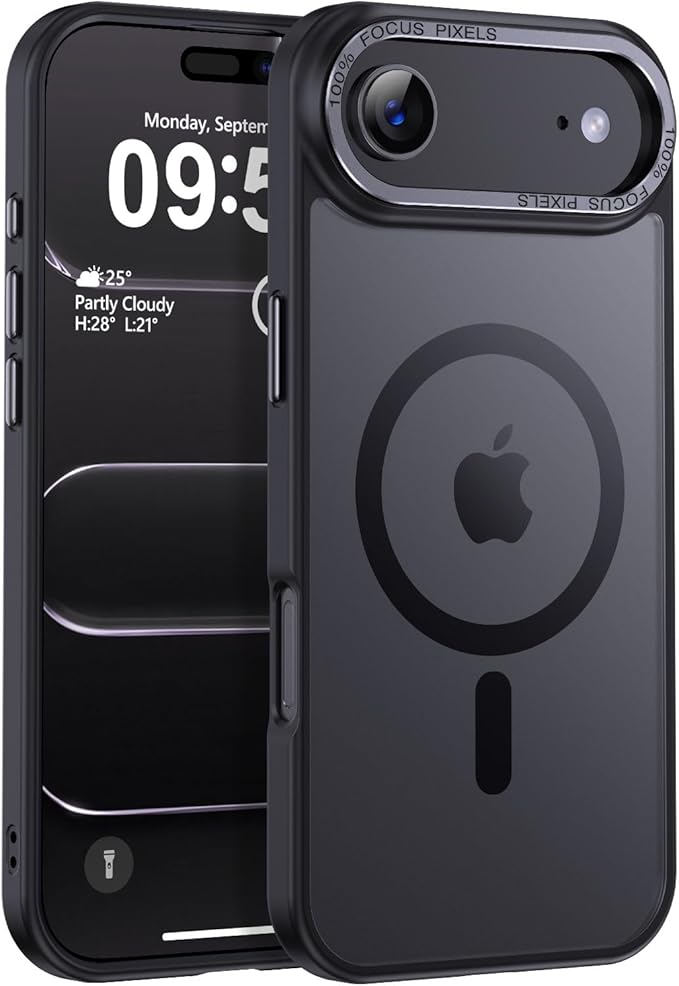 Newfuture Magnetic for iPhone Air Case [Compatible with Magsafe] [Military Grade Drop Protection] Translucent Matte Anti-Scratch Shockproof Protective Phone Cover 6.5 Inch, Black