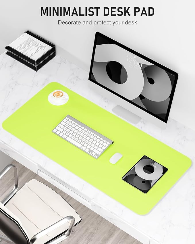 Desk Pad, 23.6" x 13.8" PU Leather Non-Slip Desk Mat Large Mouse Pad for Desktop, Waterproof Laptop Computer Writing Mat for Office, Home, Work, Gaming, Kiwi Green