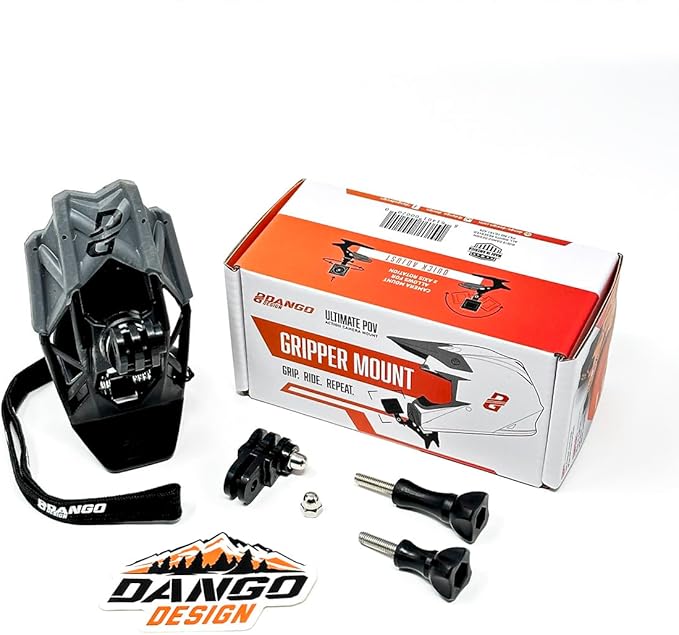 Dango Design Gripper Mount for GoPro/Osmo/Insta360 | Universal Helmet Clamp Mount for Action Cameras | Dirtbike, Motocross, Enduro, Motorcycle, and ATV Helmets | Stealth Black