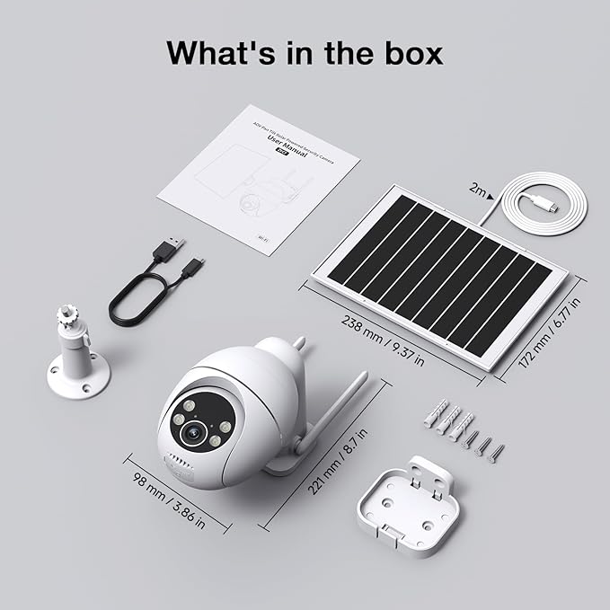 TKENPRO Solar Camera Outdoor Wireless, 2K Color Night Vision, Always-on-Video Security Camera Wireless Outdoor, Smart 24/7 Recording, Auto-Tracking, 2.4GHz Wi-Fi, IP65