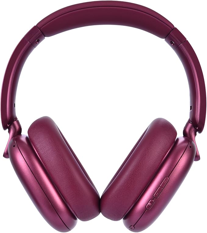 C6 Active Noise Cancelling Headphones, Wireless Over Ear Bluetooth Headphones, 60H Playtime, Lightweight Folding Deep Bass Comfort Fit Ear Cups Headset with Mic for iPad/Travel/PC/Home Red