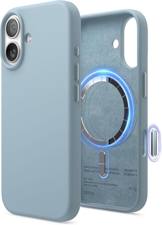 elago for iPhone 17 Case, Premium Magnetic Silicone Case, Compatible with MagSafe, Liquid Silicone Material, Protective Cover, Shockproof, Slim Phone, 6.3 inch (Sky Blue)