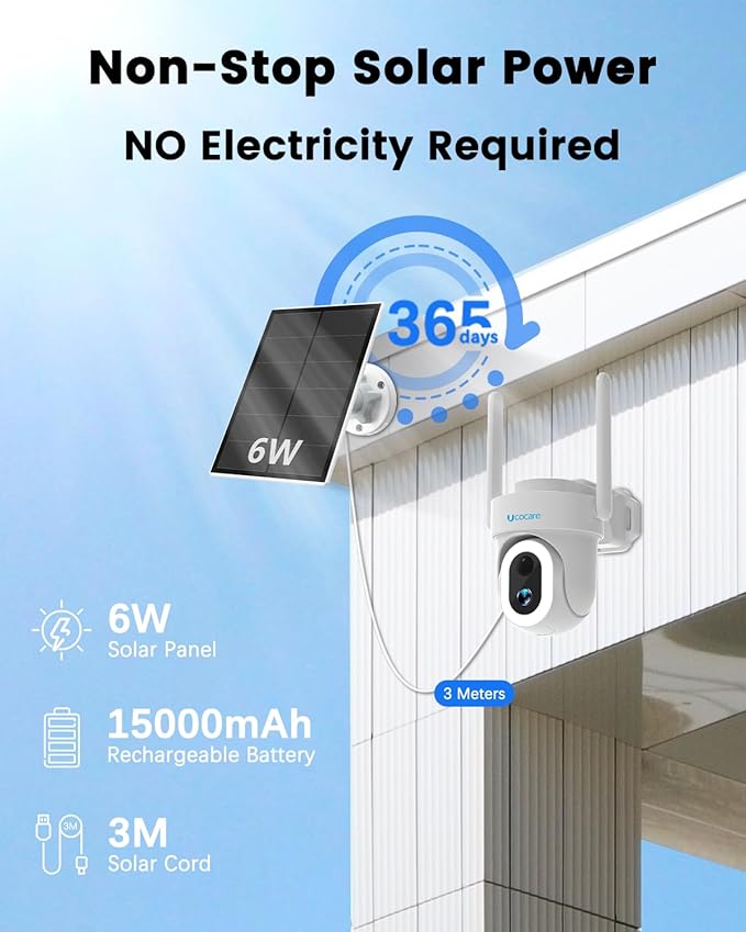 UCOCARE 4G LTE Cellular Security Camera Solar, No WiFi Outdoor Camera with SIM Card, 4MP HD 360° Pan Tilt, Color Night Vision, Motion Alerts, Off-Grid Camera for Farm Ranch Cabin Construction Site