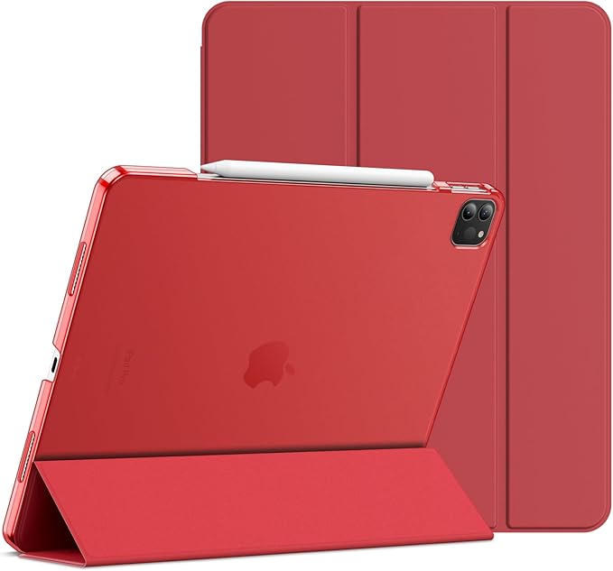 JETech Case for iPad Pro 12.9-Inch (6th/5th Generation, 2022/2021 Model), Slim Stand Hard Back Shell Smart Cover with Auto Wake/Sleep (Red)