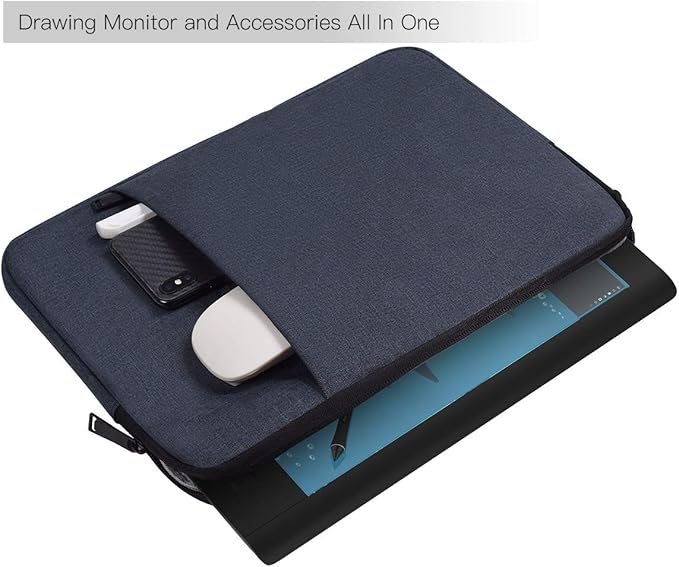 Drawing Graphics Tablet Sleeve Protective Case for HUION Inspiroy H1060P/ KAMVAS 13/ H950P, Wacom Intuos Pro Medium/Wacom One 14, Navy Blue