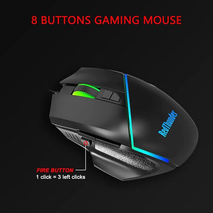 RedThunder One-Handed RGB Gaming Keyboard and Mouse Combo, 35 Keys Mini Gaming Keypad, 6400 DPI Mouse, Portable Game Controller for PC Gamer