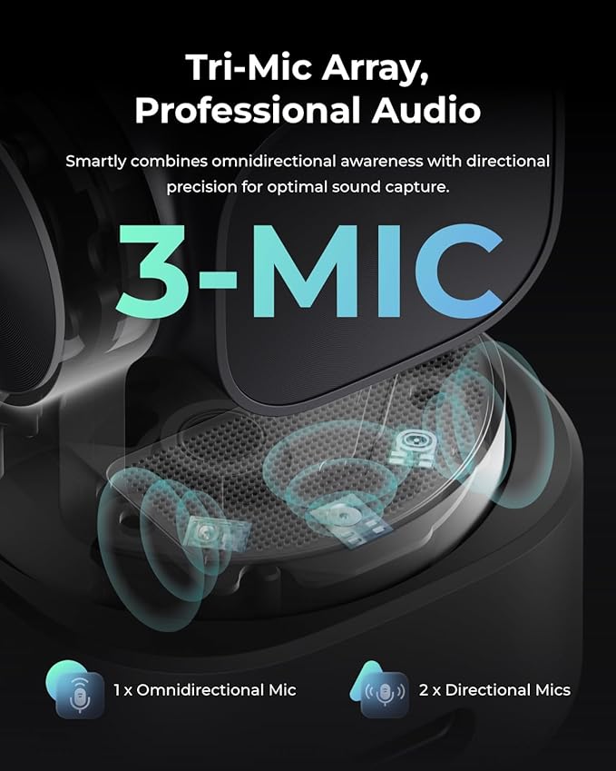 OBSBOT Tiny 3 AI-Powered Spatial Audio 4K Webcam, AI Tracking PTZ Camera with 1/1.28" Sensor, Tri-Mic, Voice & Gesture Control, 120FPS, HDR, Web Cam for PC, Laptop, Streaming, Meeting, Switch 2, etc.