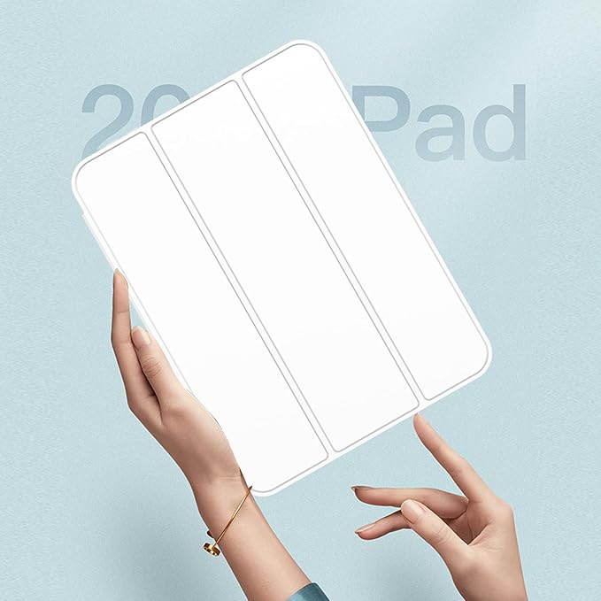 iMieet iPad Mini 7 Case 2024 (A17 Pro), iPad Mini 6 Case (8.3-Inch,2021 Model), iPad Mini 7th/6th Generation Case with Pencil Holder, Trifold Stand Smart Case with Soft TPU Back,White