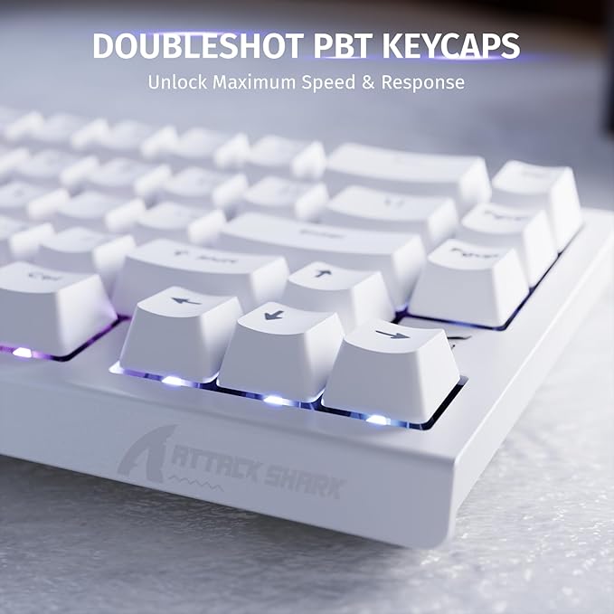 ATTACK SHARK X68 HE Rapid Trigger Mechanical Gaming Keyboard 60% Wired TKL with Adjustable Actuation,Hall Effect Magnetic Switch,8KHz Polling Rate,RGB Backlit,Top Mount for PC Mac Esport Gamer(White)