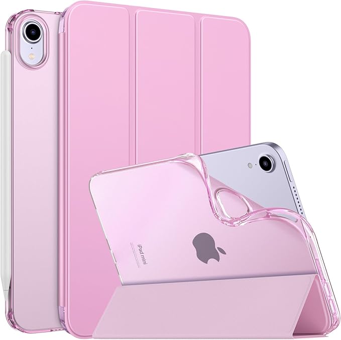 MoKo Case Fit New iPad mini 7 (A17 Pro) 2024, iPad mini 6th Generation Case 2021 (8.3-inch), iPad mini 6 Case, Soft TPU Translucent Frosted Back Cover Case for iPad mini 7th, Nosegay Pink