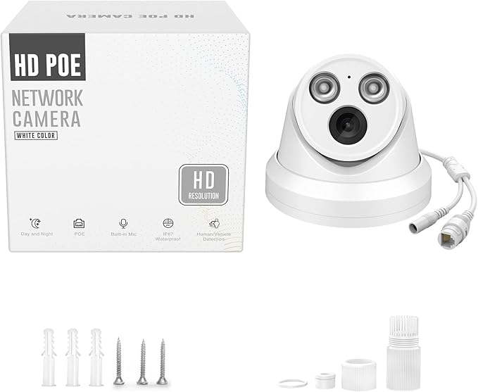 5MP PoE IP Camera Outdoor, Security Network Camera with Mic, 2.8mm Lens Wide Angle, Smart Human/Vehicle Detection, 98ft IR Night Vision, IP67 Waterproof, BlueIris, NDAA Compliant, Upgraded for PG2345I