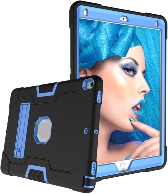 Case for iPad Air 3 10.5" 2019,for iPad Pro 10.5 inch 2017 Case,3 in 1 Hybrid [Soft&Hard] Heavy Duty Rugged Stand Shockproof Anti-Slip Anti-Scratch Full-Body Protective Case,Black/Blue