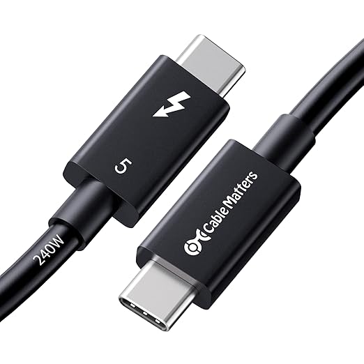 Cable Matters [Intel Certified] 80Gbps Thunderbolt 5 Cable with up to 120Gbps Bandwidth Boost and 240W Charging - 0.5m / 1.6ft, Compatible with Thunderbolt 4, USB4, and USB C, Black