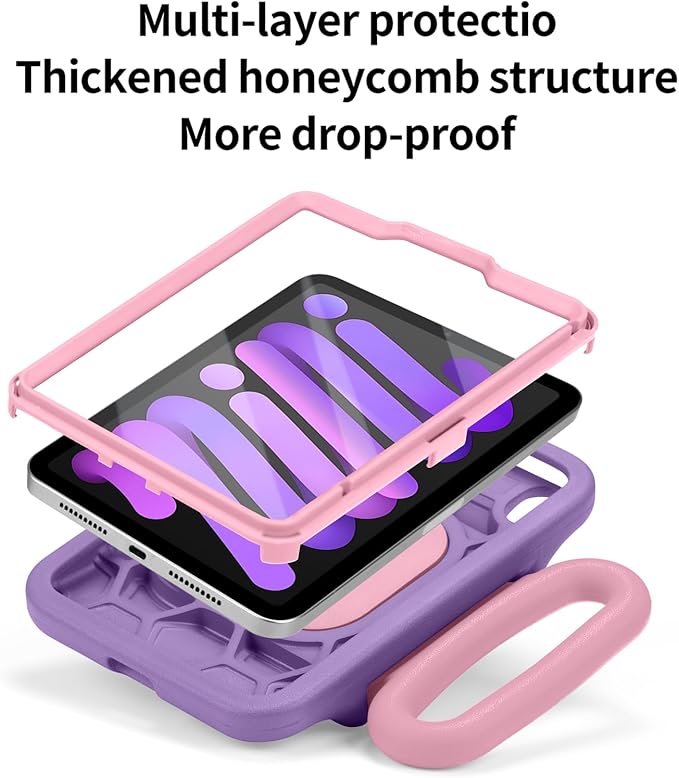 Kids Case for iPad mini 7 (A17 Pro) 2024 /iPad Mini6 2021,Cute Shockproof EVA Case with Handle & Stand, Child-Friendly Drop-Proof case for iPad mini 7th/6th Gen 8.3inch (for iPad mini 7/ Mini 6 8.3")