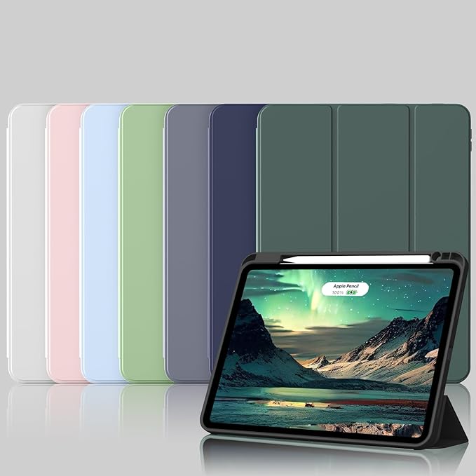 Case for iPad Pro 12.9 Inch 6th/5th/4th/3rd Generation with Pencil Holder, Smart Stand Cover with Soft TPU Back for iPad 12.9 Pro Case (2022/2021/2020/2018), Auto Sleep/Wake, Light Pink