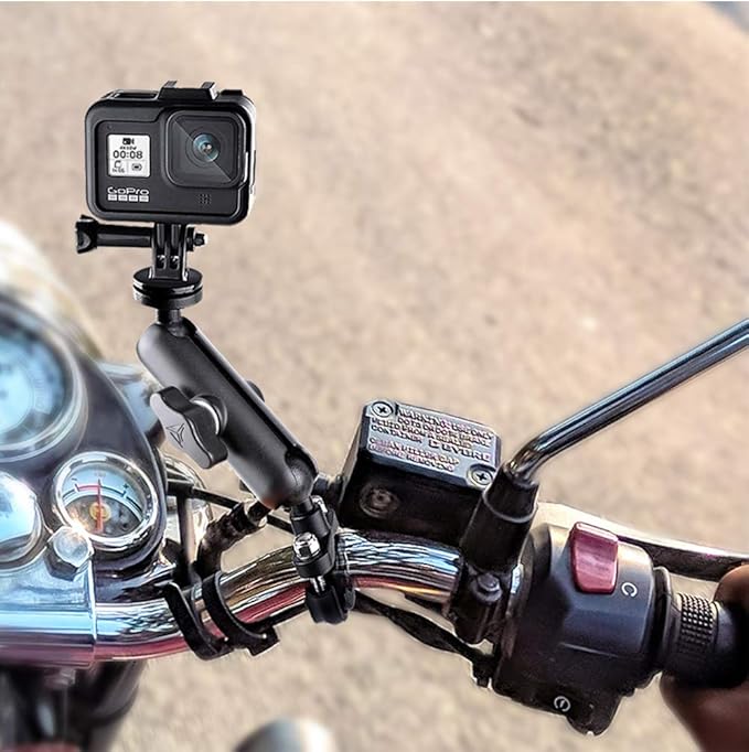 360°Motorcycle Bike Camera Holder Handlebar Mount Bracket 1/4 Metal Stand for GoPro Hero10/9/8/7/6/5/4 Action Cameras Accessory(Cool Ballhead Arm Super Clamp Mount Multi)