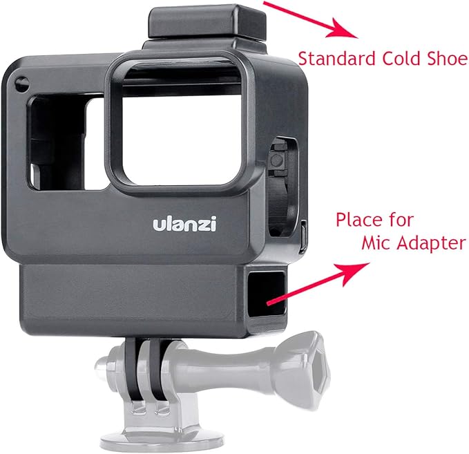 V2 Housing Case Vlogging Frame with Microphone Cold Shoe Mount Compatible for GoPro Hero 7 6 5 Mic Audio Adapter Action Camera Accessories