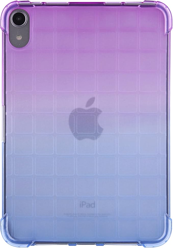 Translucent Case for iPad mini 7 A17 Pro 2024 & iPad mini 6 2021, Frosted Back Soft TPU Shockproof Matte Clear Silicone Bumper Shell for iPad mini 7th/6th Generation 8.3 inch, Purple & Blue