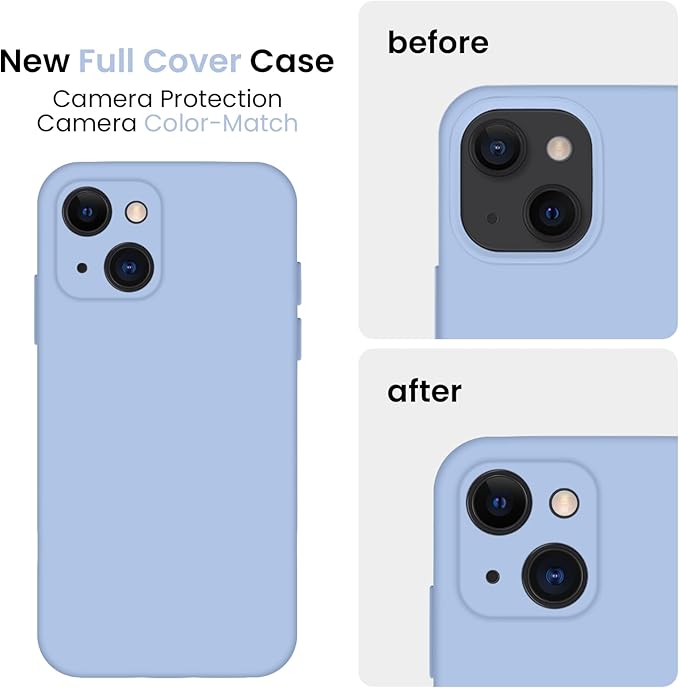 FireNova Designed for iPhone 13 Case, Silicone Upgraded [Camera Protection] Phone Case, Soft Anti-Scratch Microfiber Lining Inside, 6.1 inch, Light Blue