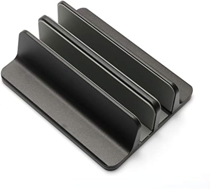 Universal Laptop Vertical Stand, Dual Desktop Adjustable Notebook Stand (up to 17.3 inches) for Samsung/HP/Dell/Chrome Book laptops (Black)
