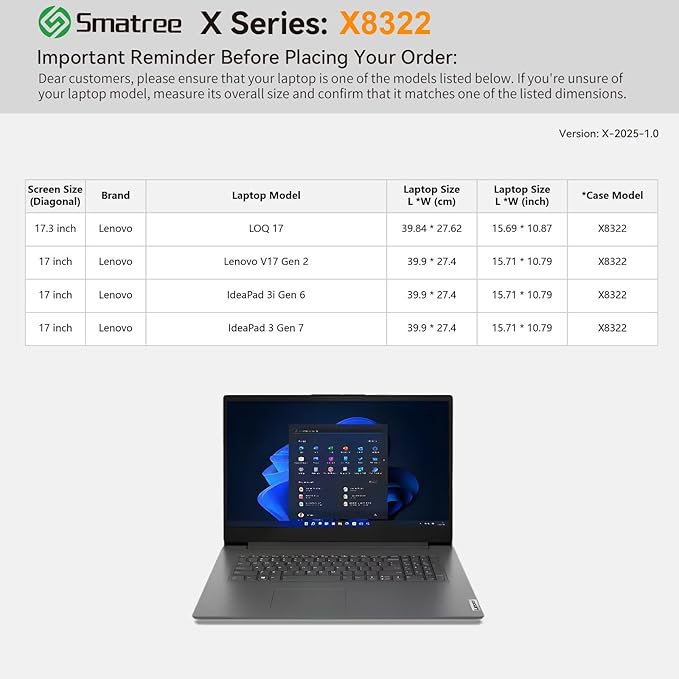 Smatree Hard EVA Protective Sleeve Case Compatible for 17 inch Lenovo V17 Gen2,IdeaPad 3 Gen 7,IdeaPad 3i Gen 6,Slim and Anti-Shock Notebook Bag,Green(X8322G)
