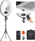 NEEWER 18 Inch Edge Lit Ring Light with Tripod Stand Phone Holder Compatible with iPhone for Video Recording Selfie Makeup Studio Streaming, 45W 2900-7000K APP 2.4G Control Ringlight Lighting, RL45B