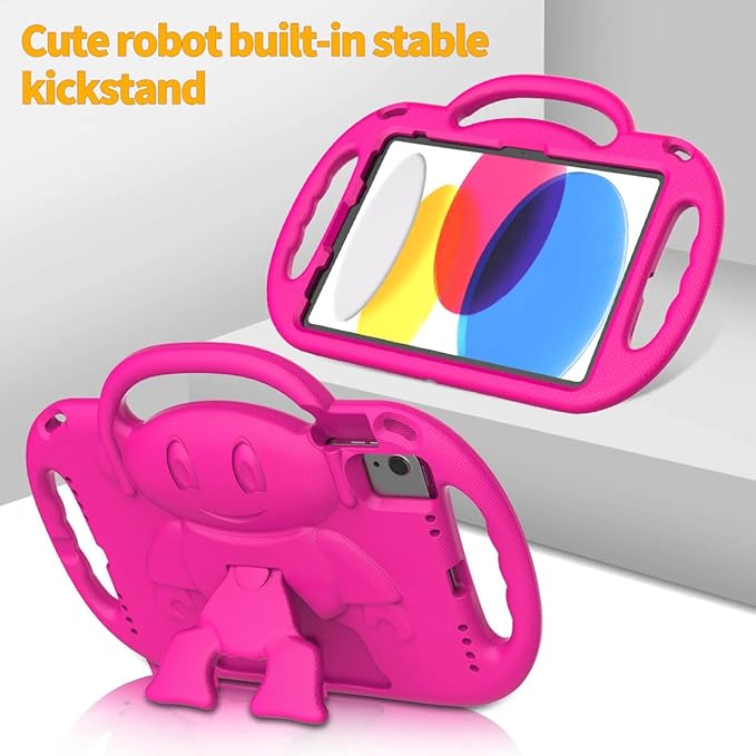 Kids Case for iPad 11th Generation (A16) 11" 2025 & 10th Gen 10.9" 2022 & iPad Air 11" 2025/2024 & Air 5th/4th Gen & Pro 11, Durable Protective Cover with Shoulder Strap Handle Stand, Pink