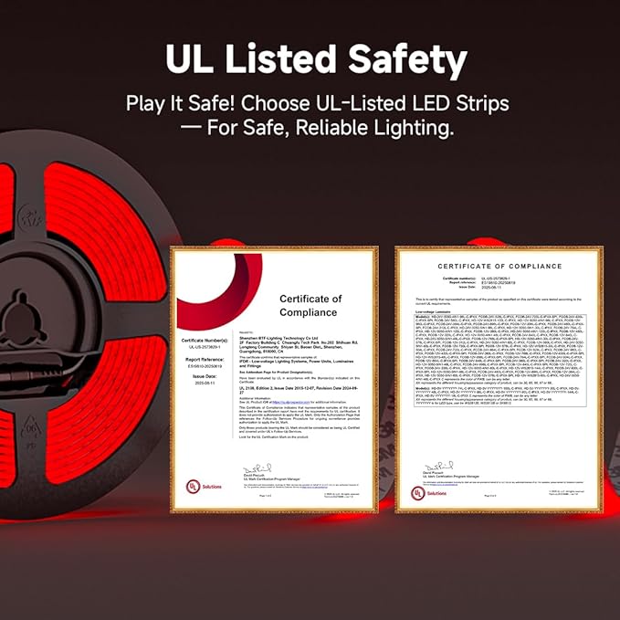 BTF-LIGHTING FCOB COB LED Strip Red Color 5mm Width UL Listed Super Narrow Flexible Uniform Light DC24V 16.4FT CRI 90+ Dimmable LED Ribbon for Bedroom Home Indoor Decor(No Adapter or Controller)