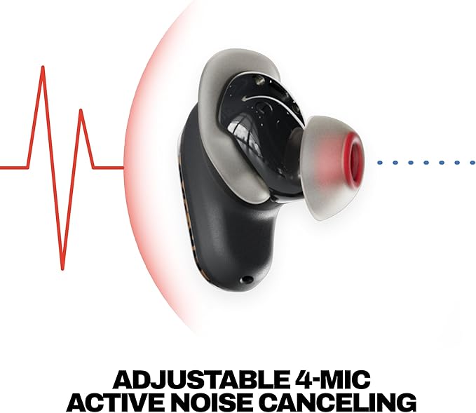 Skullcandy Method 360 ANC Wireless Earbuds, Sound by Bose, Bluetooth Headphones, Premium Noise Cancelling, Up to 40 Hrs Battery, Sweat and Water Resistant, Microphone for iPhone Android - Leopard