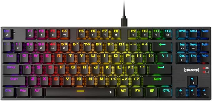 Redragon K660 (K556 TKL) RGB Wired Gaming Keyboard, 80% 87 Keys Mechanical Keyboard w/Aluminum Base, Upgraded Hot-Swap Socket and Noise Absorbing Foams, Quiet Linear Red Switch
