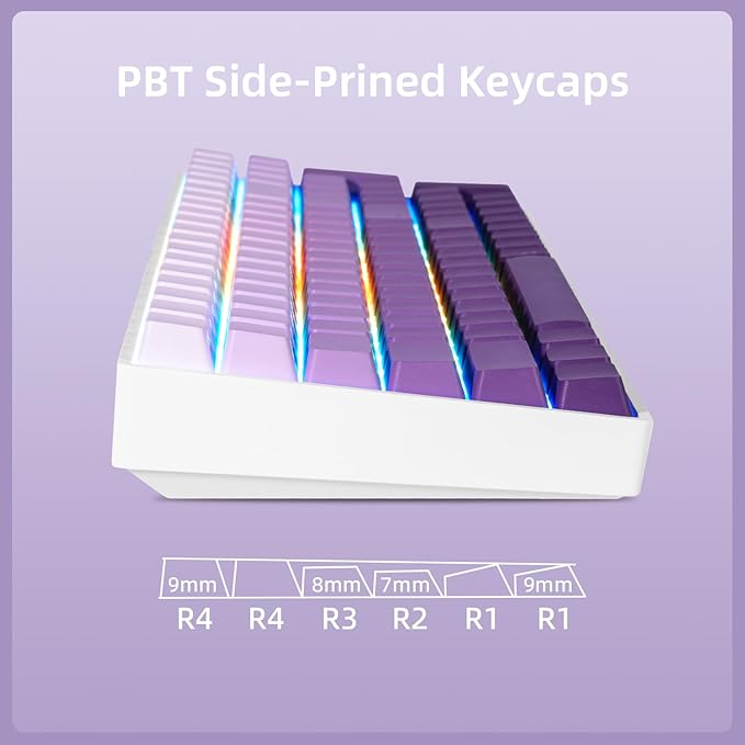 ZORNHER ZH100 Wireless Mechanical Keyboard,98% Purple Creamy Keyboard with Number Pad,Full Size Gaming Keyboard,Lighted Up PBT Dipped Keycaps,Creamy Sounding Linear Switches