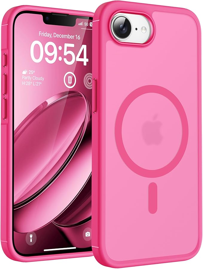TOCOL for iPhone 17e Case, Compatible with Magsafe, Military Drop Protection, Slim Translucent Matte Shockproof for iPhone 17 e Case 6.1 inch (Hot Pink)