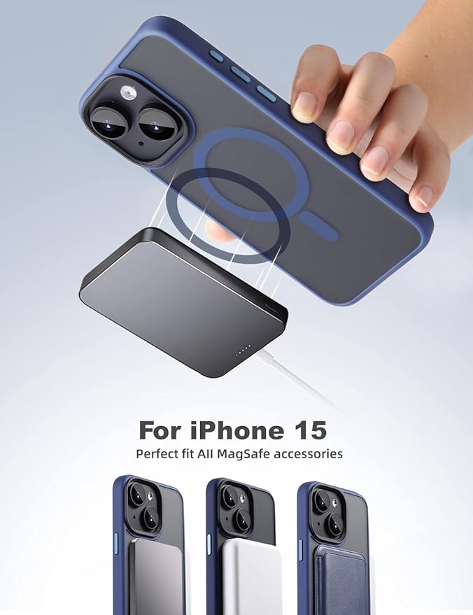 Tigowos for iPhone 15 Magnetic case Fits MagSafe 15FT Drop Resistant Anti-Yellowing Heavy Duty Shockproof Back Cover Fits iPhone 15 Phone Cases 6.1"，Blue
