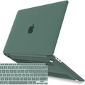 IBENZER Compatible with New MacBook Air 13 inch Case 2022 2021 2020 M1 A2337 A2179 A1932, Plastic Hard Shell Case with Keyboard Cover for Mac Retina Display with Touch ID, Midnight Green, MAT13-MTGN+1