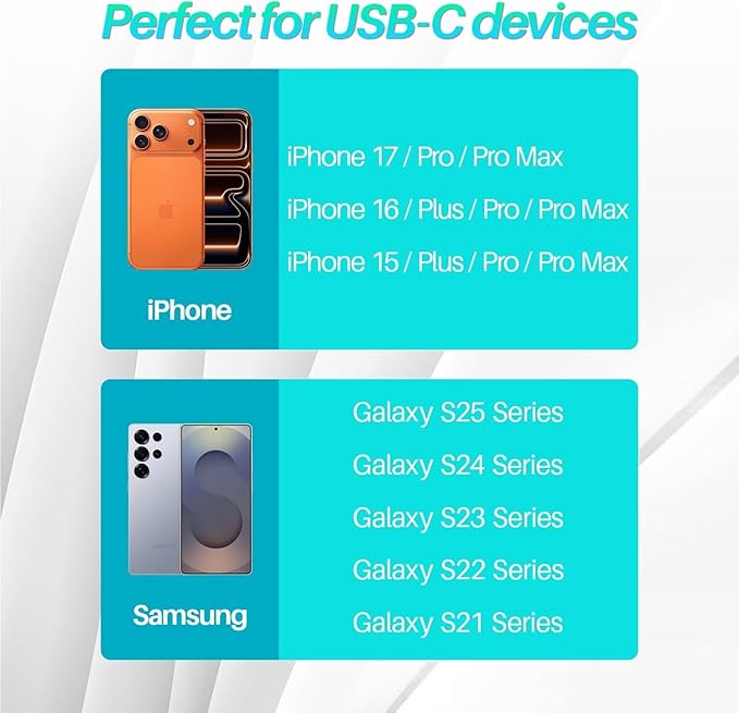 USB C Headphones for iPhone 15/16/17 Pro Max, Type C Headphones Built-in Microphone and Volume Control, Hi-Fi Stereo Noise-Cancelling Earbuds, Wired in Ear Earphones for Galaxy S25 S24 S23 S22