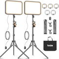 Torjim 12'' LED Video Light Kit | High Brightness | 5 Lighting Modes | 3000-6500K Studio Lights with Tripod Stand, Phone Holder &Wireless Remote | Professional Photography Lighting for Video Recording