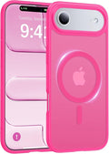 Magnetic for iPhone Air Case 2025,[Anti-Slip][Compatible with MagSafe][Military Grade Drop Protection] Shockproof Protective Translucent Matte Phone Case for iPhone 17 Air Case,Hot Pink