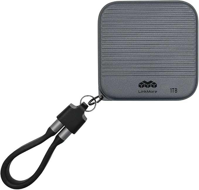 LinkMore 1TB Magnetic External SSD – 950MB/s Read – for ProRes 4K – Portable SSD Compatible with MagSafe, USB-C, USB-A, PC (NR P100)