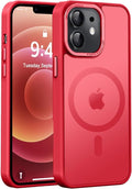 Newfuture Designed for iPhone 12 Case/iPhone 12 Pro Case with Magnetic [13 FT Military Drop Protection] [Compatible with Magsafe] Translucent Shockproof with Anti-Fingerprint Phone Case, Red