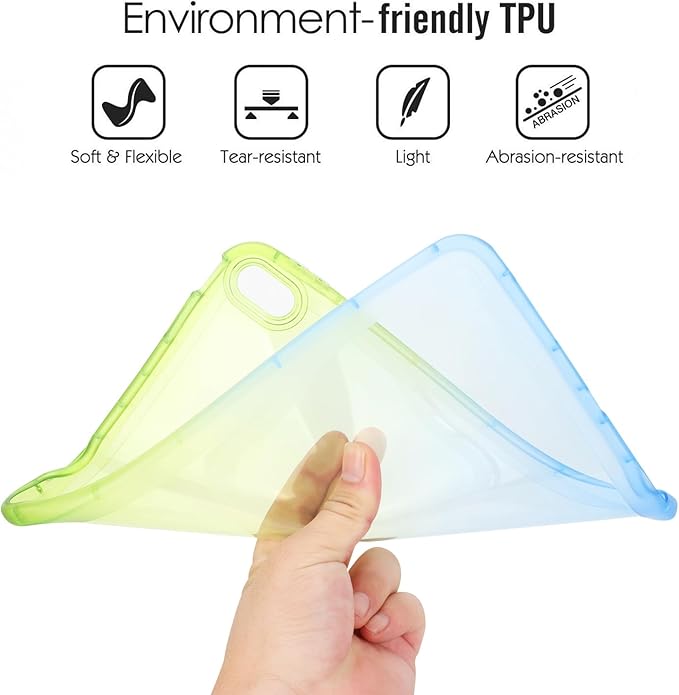 for iPad Pro 12.9 inch Case 6th/5th/4th/3rd Generation (2022/2021/2020/2018) Glitter Translucent Frosted Clear Soft TPU Back Gradient Bling Cover Silicone Protective Shell, Green & Blue