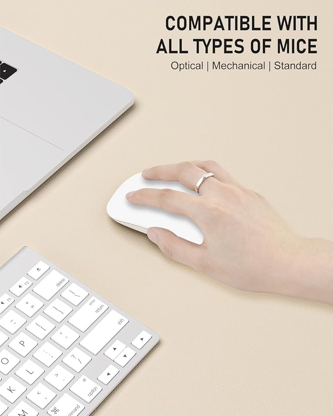 Desk Pad, 23.6" x 13.8" PU Leather Non-Slip Desk Mat Large Mouse Pad for Desktop, Waterproof Laptop Computer Writing Mat for Office, Home, Work, Gaming, Beige
