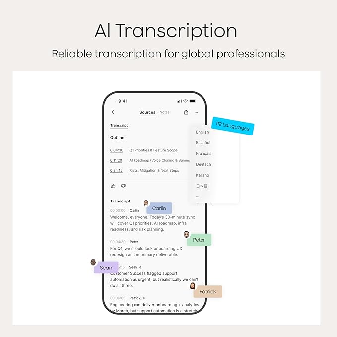Plaud Note AI Voice Recorder, Note Taker w/Case, App Control, Transcribe & Summarize with AI, 112 Languages, for Meetings, Calls, Lectures, Professionals, Teams, Dark Blue Case, Non-Pro Version